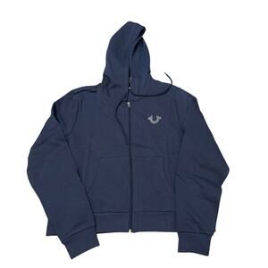 True Religion 600017 Circular Zip Hoodie Sweatshirt Dress Blue Size XXL New